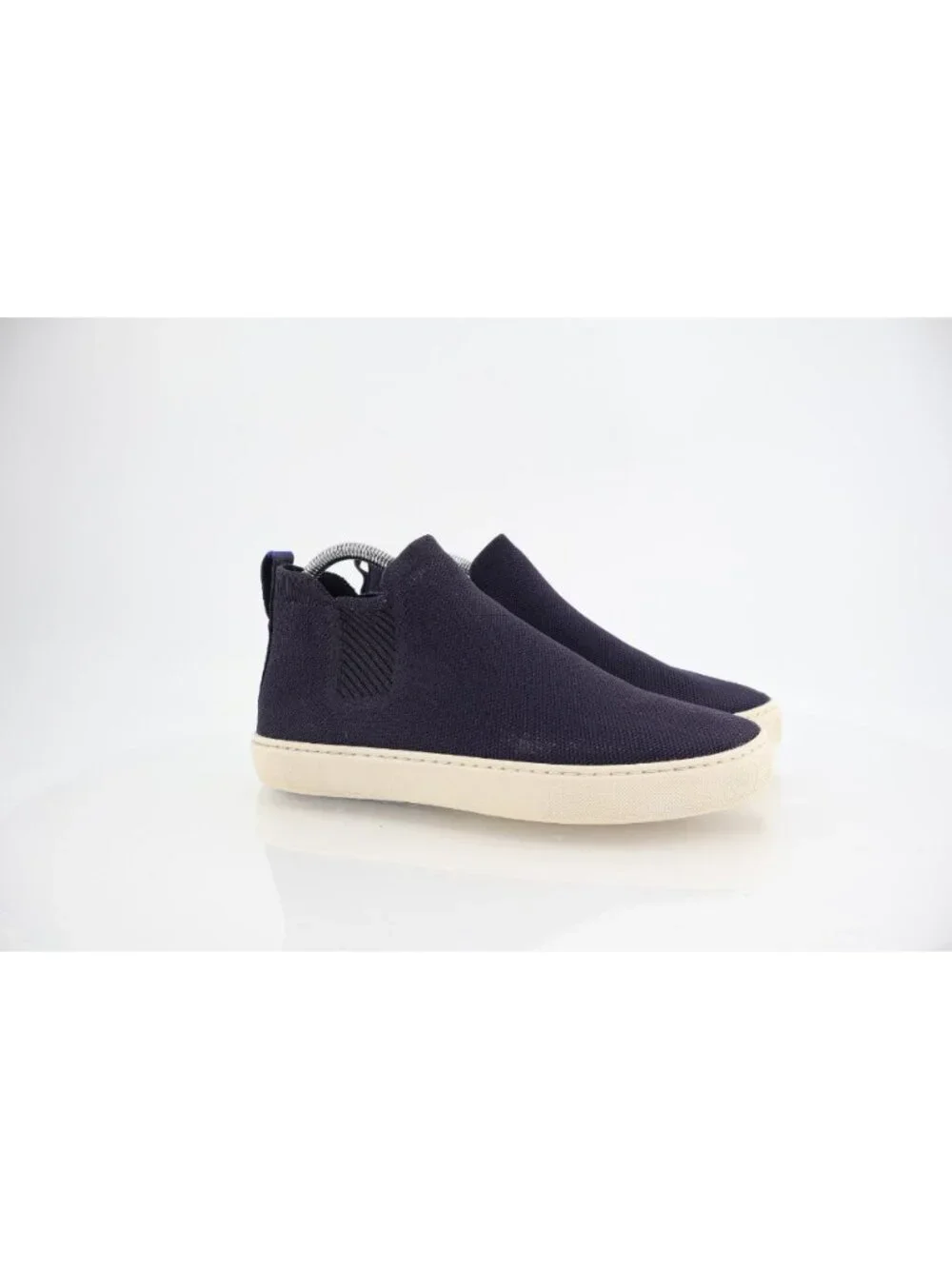 Rothys Women Chelsea Boot Sneaker Size 8.5 Blue Knit Pull On Shoe Bootie Flat